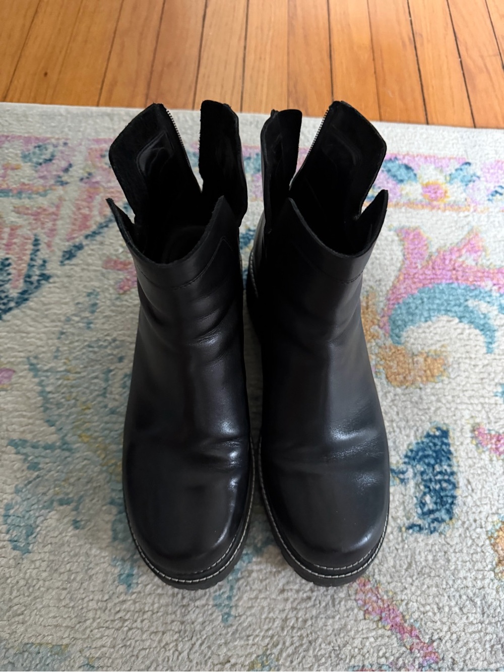 Gianni Bini Black Leather Moto Ankle Boots